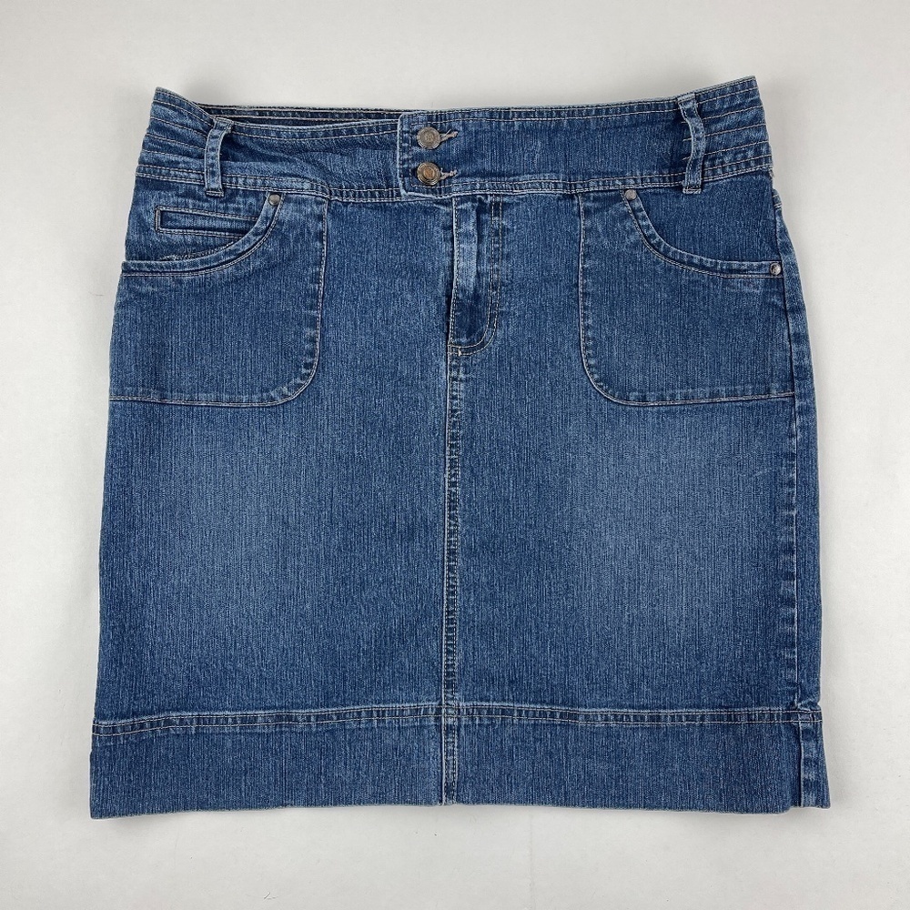 Code Bleu Jean Skirt Womens Size 10 Blue Denim Pockets Slit